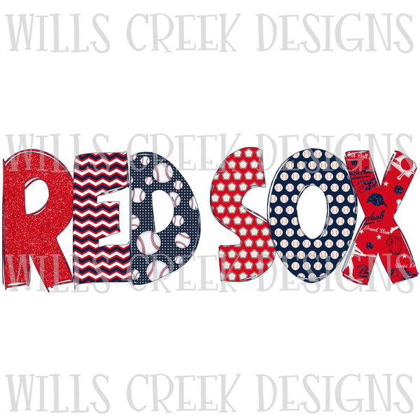 Red Sox Doodle Sublimation Transfer