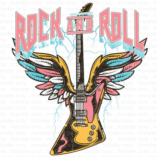 Rock and Roll Pink Guitar Sublimation Transfer