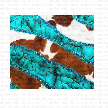 Cow & Turquoise Skinny Tumbler Seamless Sublimation Transfer