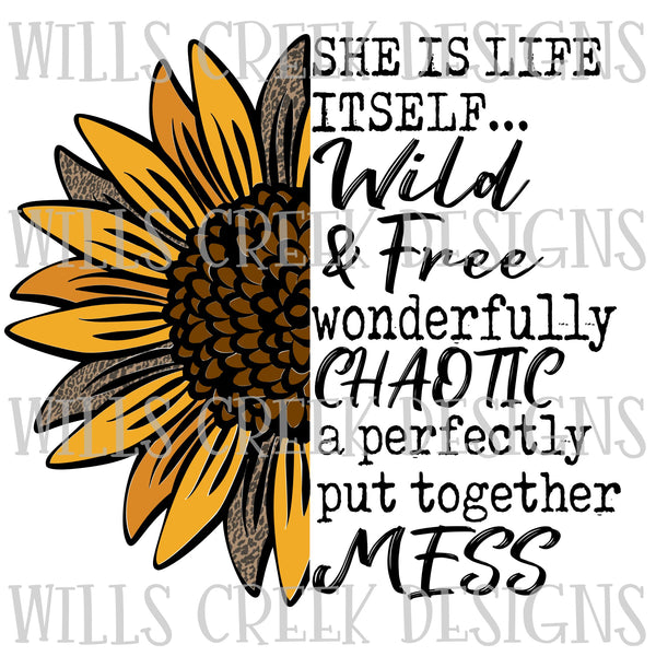 She is Life Itself Sunflower Sublimation Transfer