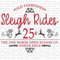 Sleigh Rides North Pole Sublimation Transfer