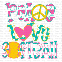 Peace Love Softball Sublimation Transfer