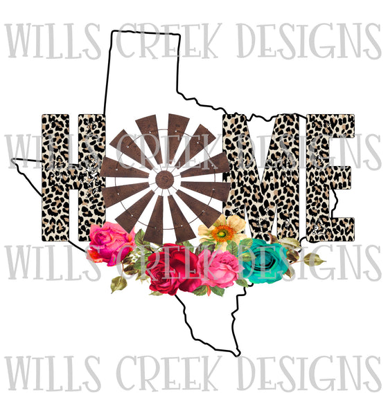 Texas Home Windmill Sublimation Transfer