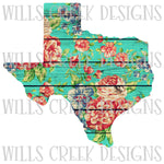 Texas Floral Wood Sublimation Tranfer