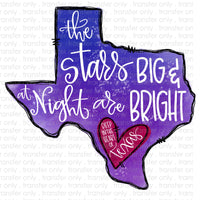 The Stars are Bright Texas Sublimation Transfer