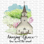 Amazing Grace Watercolor Church Sublimation Transfer