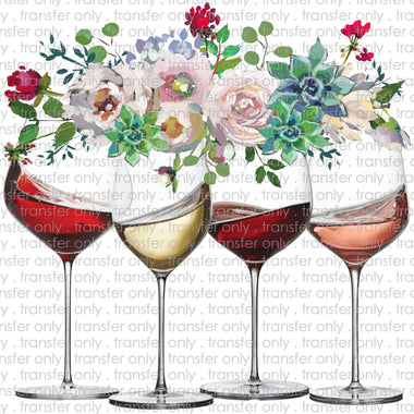 Wine Floral Sublimation Transfer