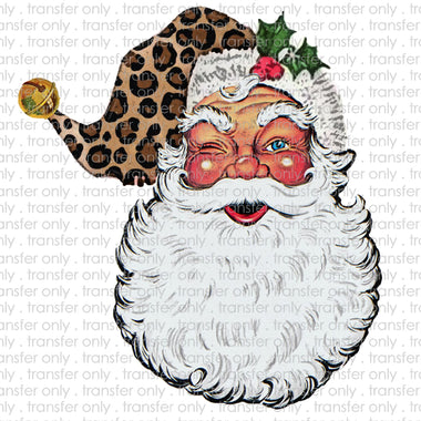 Winking Santa Cheetah Sublimation Transfer